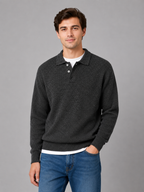 Pull Polo Homme Boutonné Léger à Col