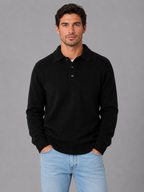 Pull Polo Homme Boutonné Manches Longues