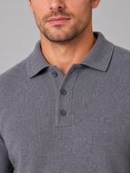 Pull Polo Homme Boutonné Manches Longues
