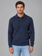 Pull Polo Homme Boutonné Manches Longues