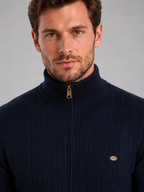 Pull Homme Zippé Côtelé en Coton – Col Montant