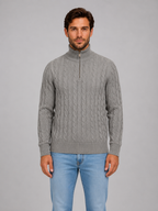 Pull Homme Torsadé Zippé Col Montant