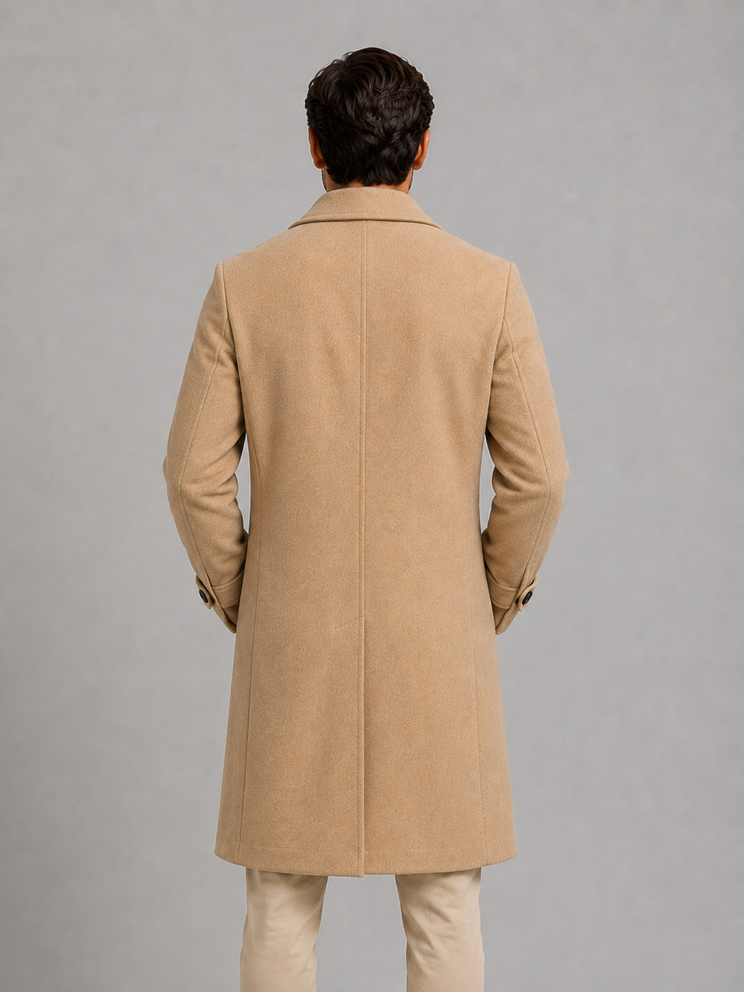 Manteau Homme Long Croisé Ajusté d'Hiver