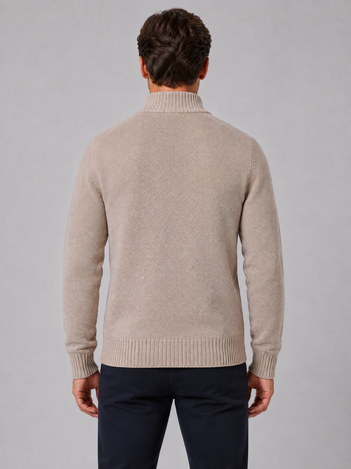 Cardigan Homme Zippé en Maille Texturée Col Montant