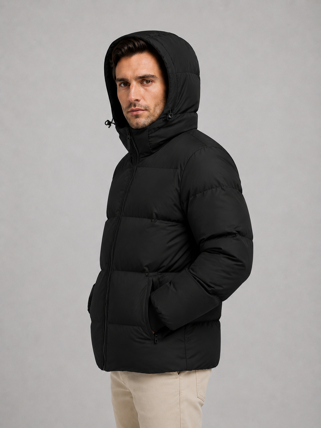 Doudoune Homme à Capuche Matelassée d'Hiver