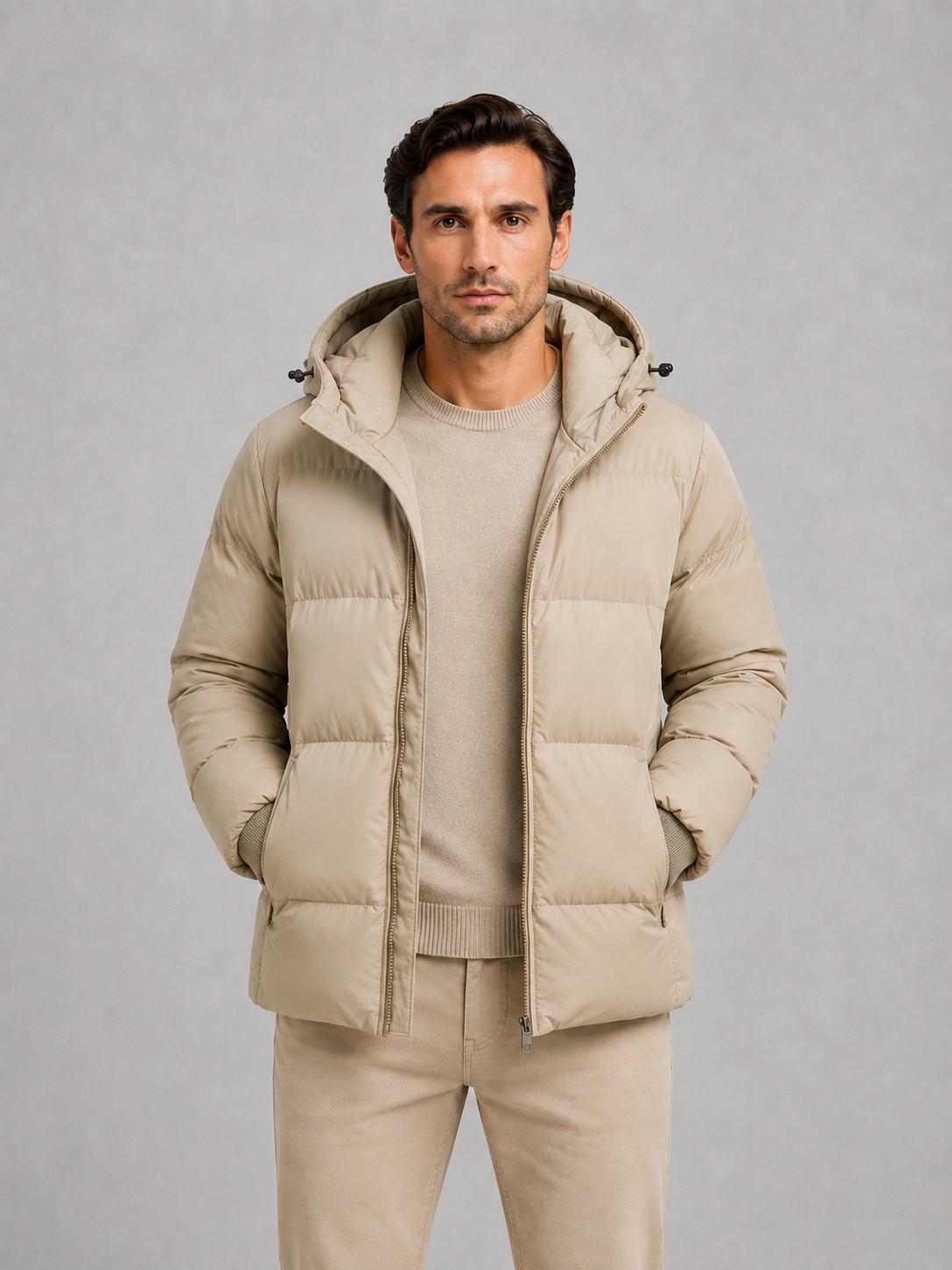 Doudoune Homme à Capuche Matelassée d'Hiver