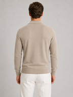 Pull Polo Homme Zippé Maille Fine Manches Longues