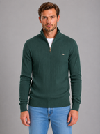 Pull Homme Zippé Côtelé en Coton – Col Montant