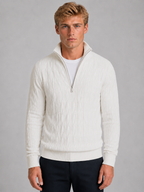 Pull Homme Col Montant Zippé – Maille Texturée Chaude
