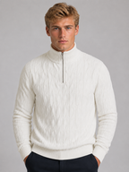 Pull Homme Col Montant Zippé – Maille Texturée Chaude