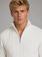 Pull Homme Col Montant Zippé – Maille Texturée Chaude