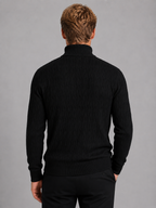 Pull Homme Col Montant Zippé – Maille Texturée Chaude