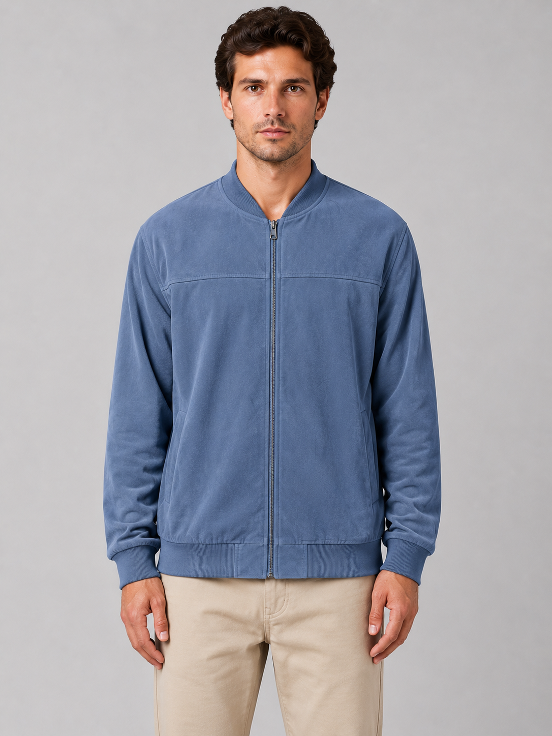 Blouson Bomber Homme Zippé Coupe Regular