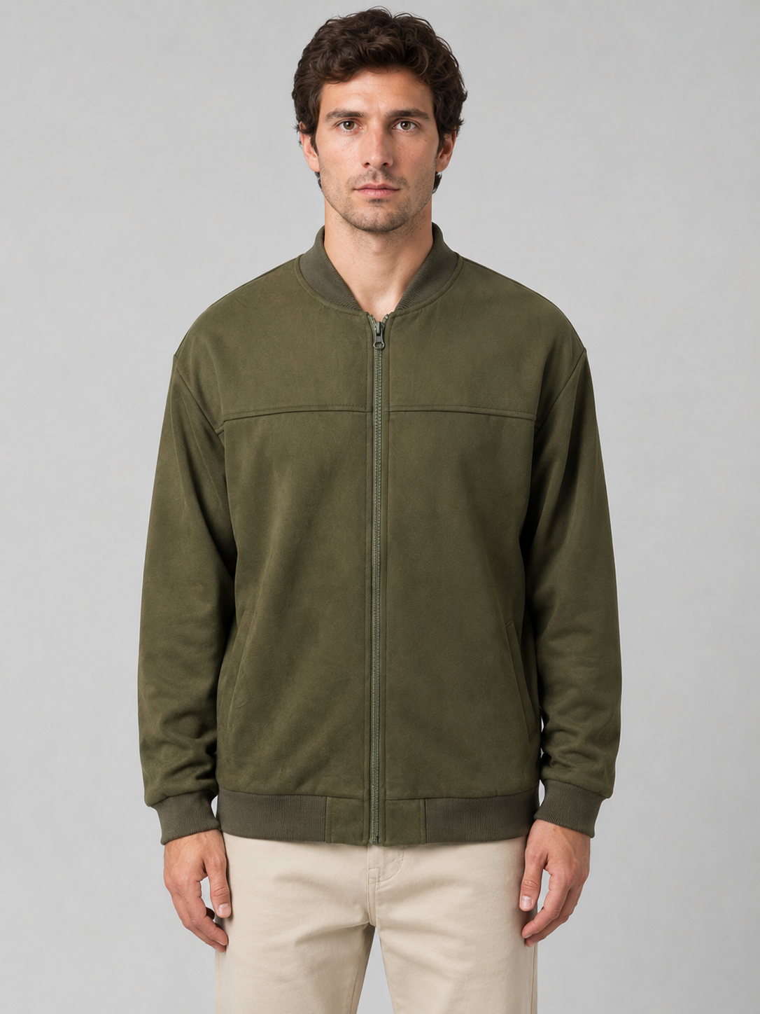 Blouson Bomber Homme Zippé Coupe Regular