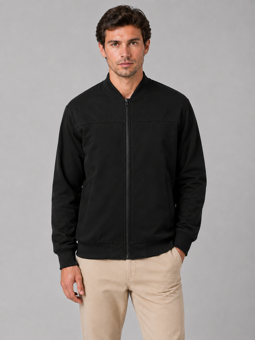 Blouson Bomber Homme Zippé Coupe Regular