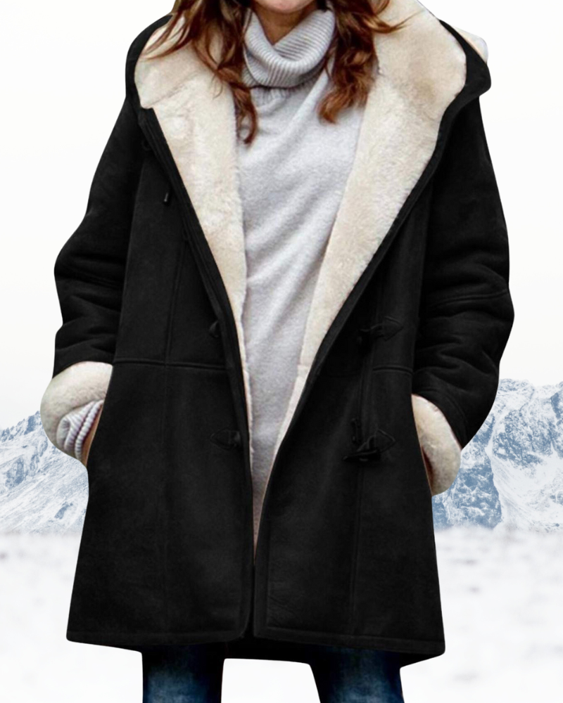 Duffle-Coat Femme Long à Capuche Doublé Polaire