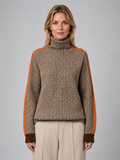 Pull Femme Col Roulé Motif Chevron Maille Douce