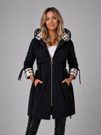 Imperméable Femme Long à Capuche Taille Ajustable