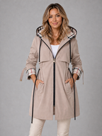Imperméable Femme Long à Capuche Taille Ajustable