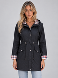 Parka Femme Longue Imperméable à Capuche Taille Ajustable