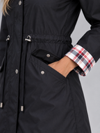 Parka Femme Longue Imperméable à Capuche Taille Ajustable
