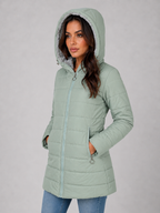 Doudoune Femme Longue à Capuche Doublée Polaire