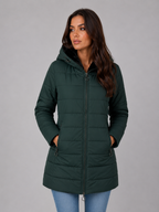 Doudoune Femme Longue à Capuche Doublée Polaire