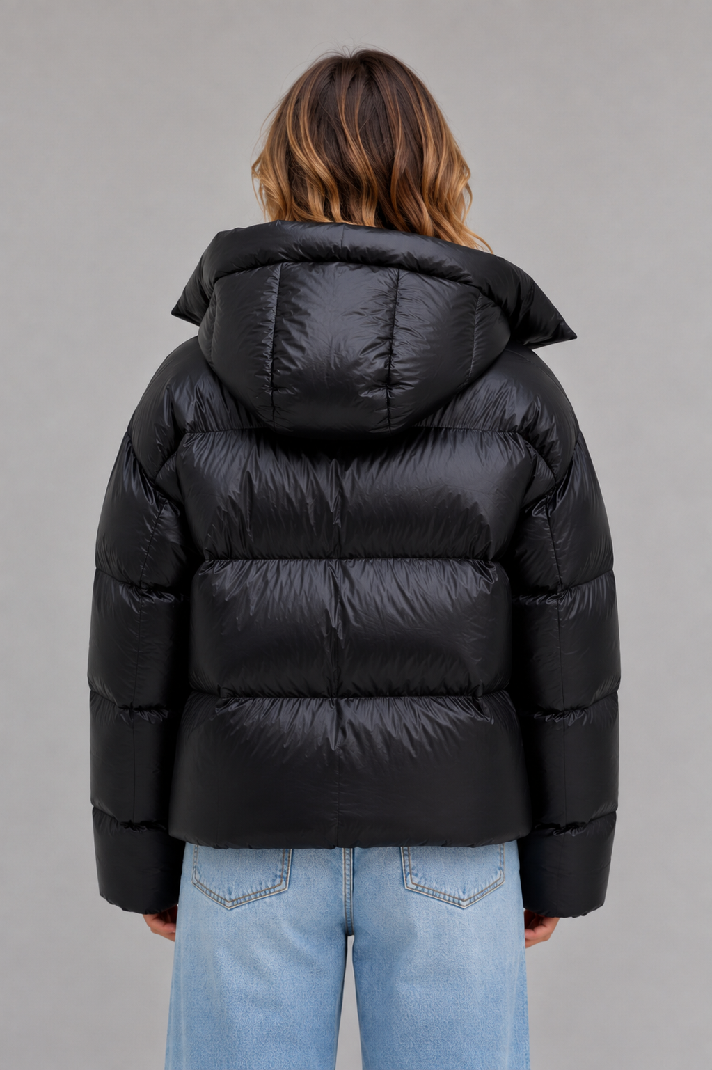 Doudoune Femme Oversize à Capuche Col Montant