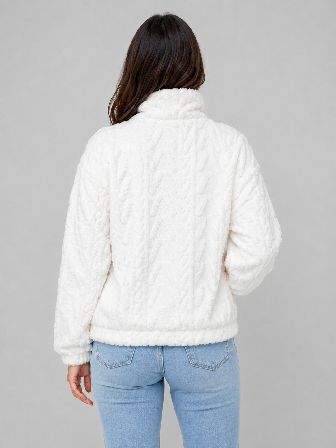 Polaire Femme Demi-Zip Douce Col Montant