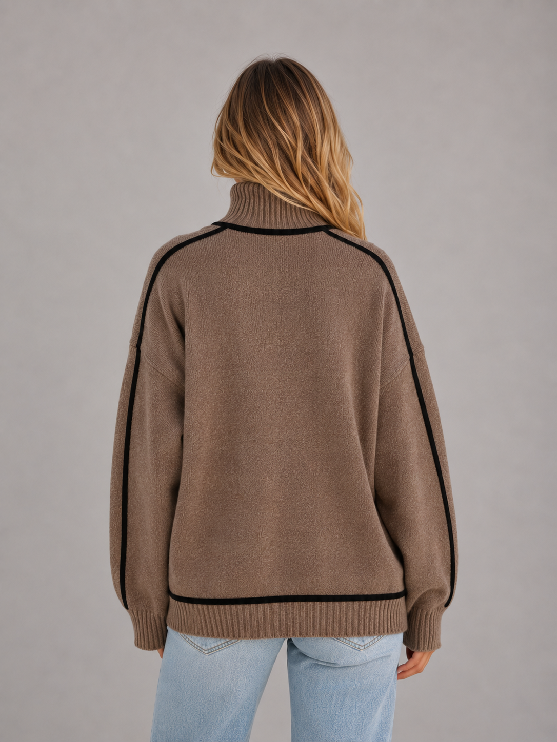 Pull Femme Col Roulé Oversize en Maille Douce