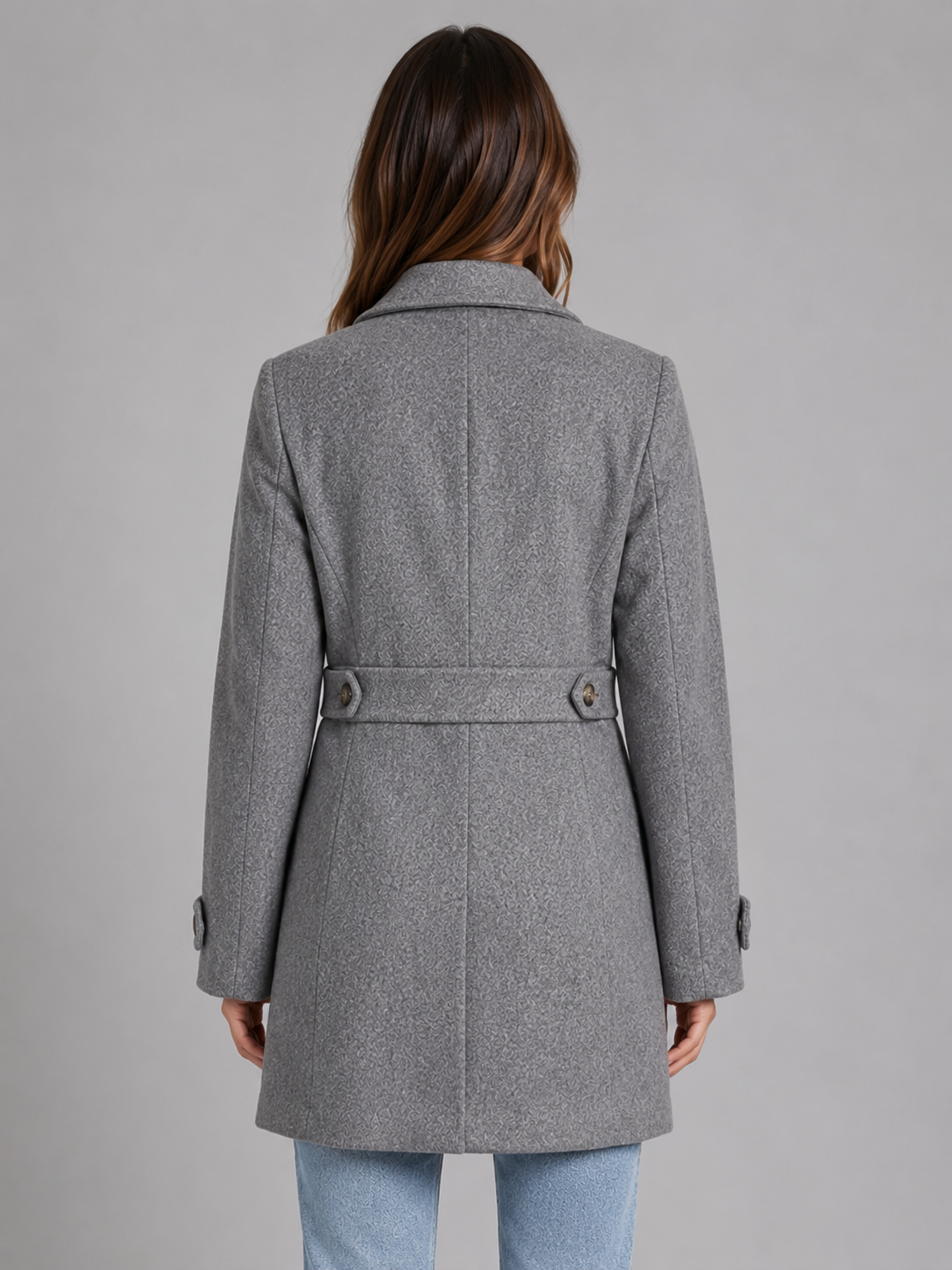 Manteau Femme Long Boutonné à Col Chic