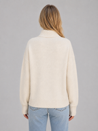 Cardigan Femme Zippé en Maille Douce Col Montant