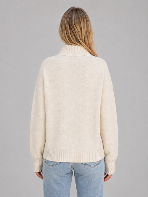 Cardigan Femme Zippé en Maille Douce Col Montant