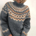 Pull Femme Col Roulé Motif Norvégien Traditionnel – Camille