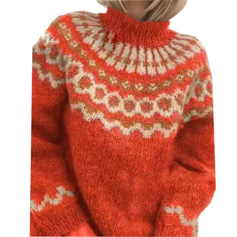 Pull Femme Col Roulé Motif Norvégien Traditionnel – Camille