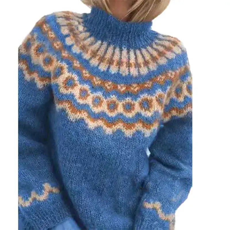 Pull Femme Col Roulé Motif Norvégien Traditionnel – Camille