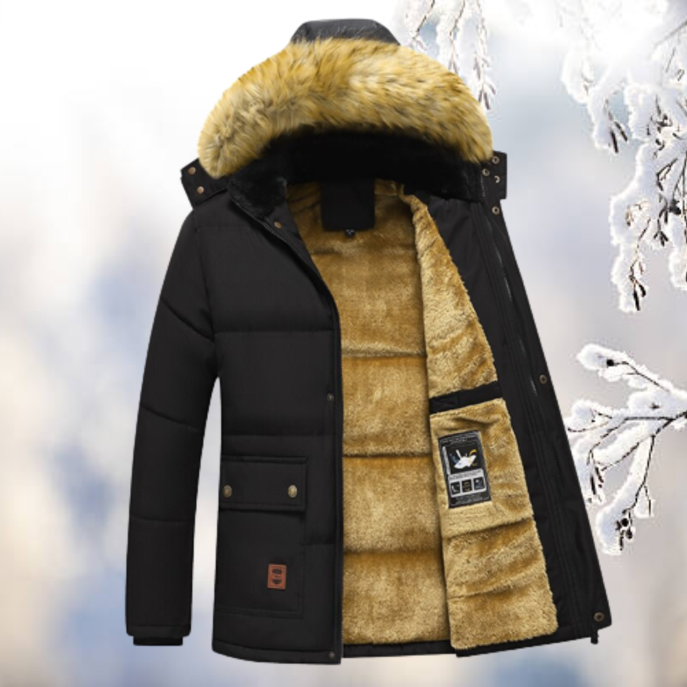 Parka Homme Coupe-Vent Capuche Fourrure