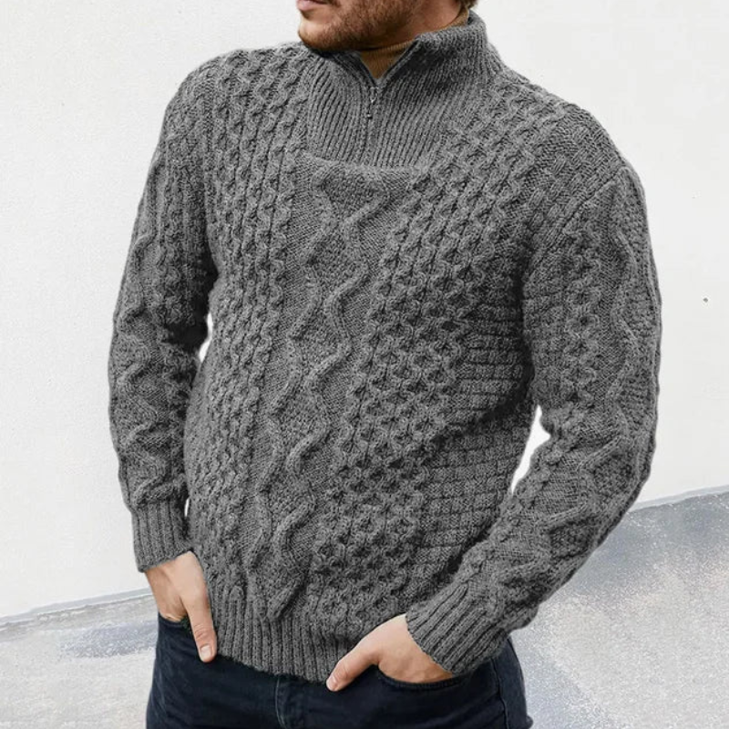 Pull Zippé Homme Col Roulé Tricot Moderne – Bastien